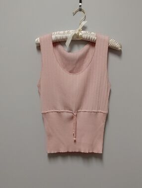 Escada Pink Drawstring Ribbed Tank Top, Size 8
